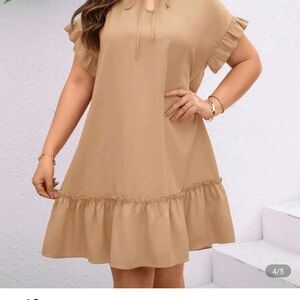 Wispy Festival Dress Tan With Ruffles Plus Size 18